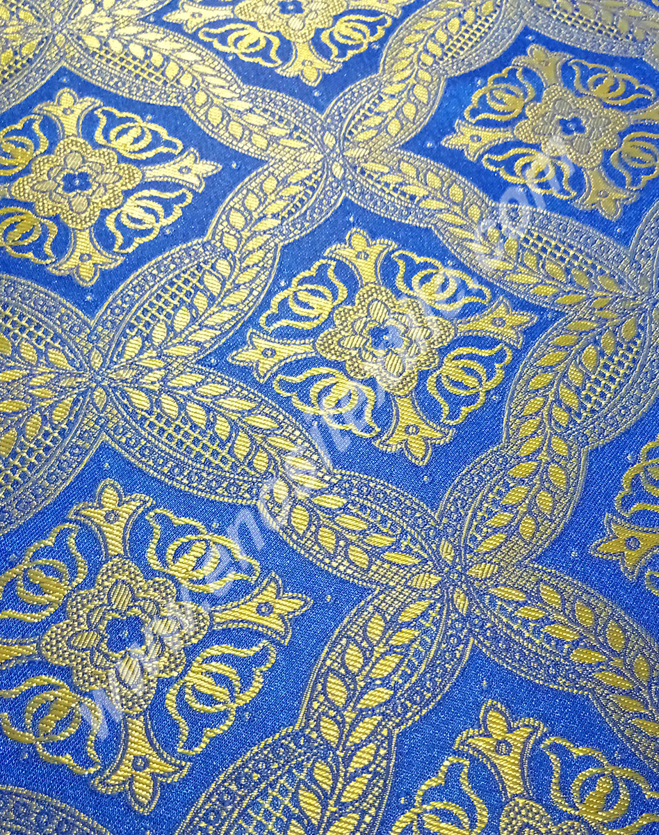 KL-052 Blue-Gold Brocade Fabrics